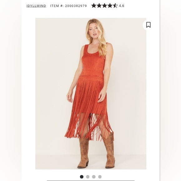 ✨Maranda Lambert Idyllwind Country Mannor Faux Suede Fringe Mini Dress Rust ✨ - Picture 8 of 8
